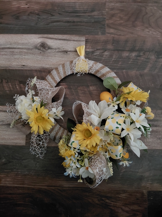 Other - Yellow and White with Lemons Floral Spring/Summer Wreath